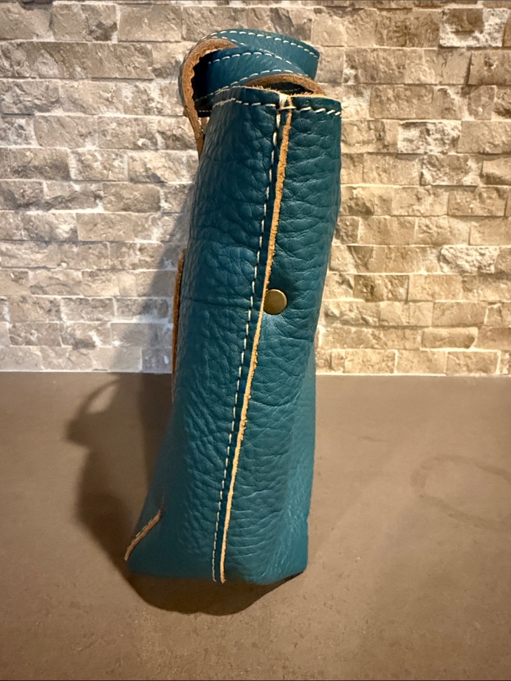 PLG Portland Leather Teal Pebbled Leather Small Tote Crossbody with Top Handles - Picture 2 of 5